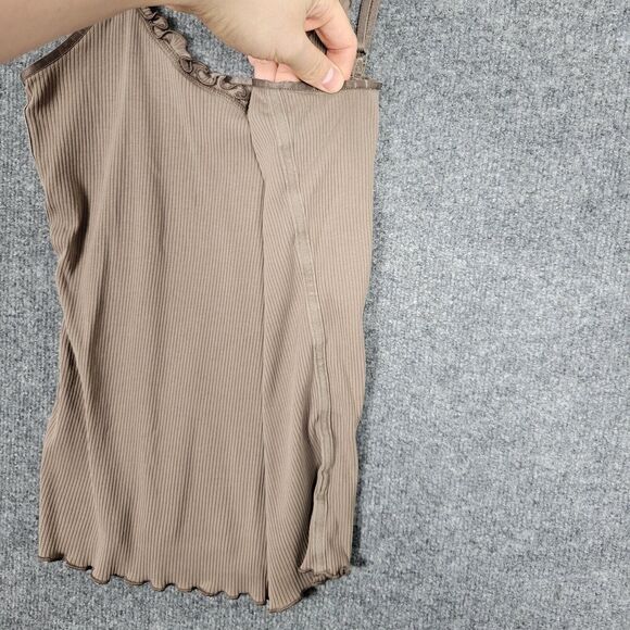 GAP Brown Y2K 2000s Lettuce Trim Fitted Ribbed Cami Fairy Camisole SIZE MEDIUM - Picture 5 of 12